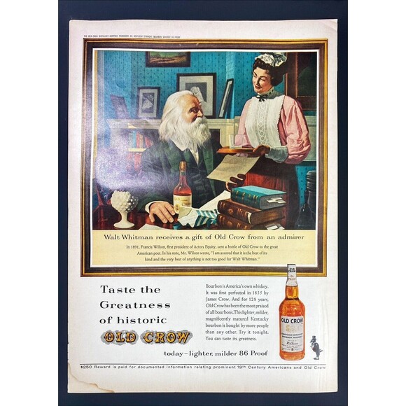 Old Crow Kentucky Whiskey "Walt Witman receives Old Crow from Admirer" Ad 1963 - Picture 3 of 3